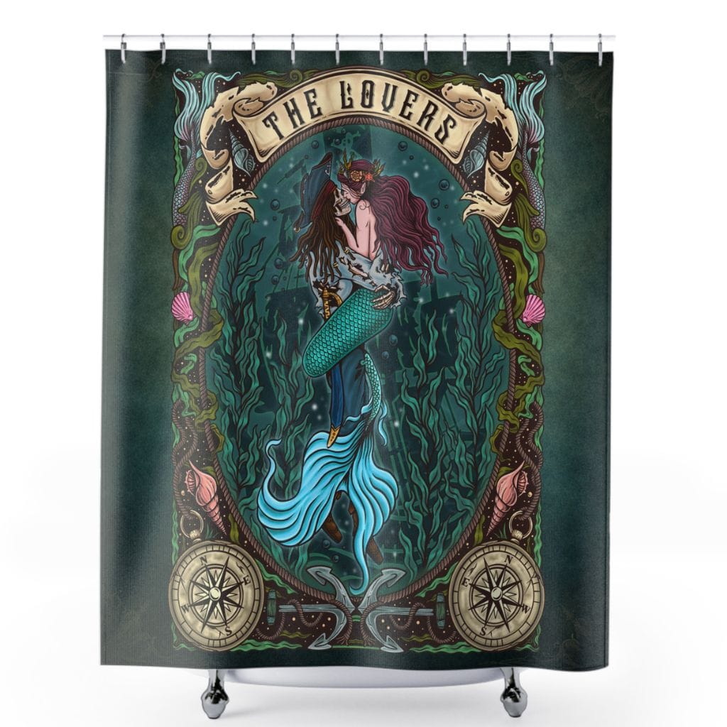 Mountains & Mermaids The Lovers Shower Curtain 71" × 74" 74511821213904563683