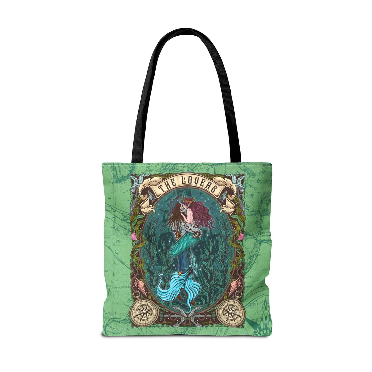 Mountains & Mermaids The Lovers Tote Bag 18" × 18'' / Black 16253949000182249894
