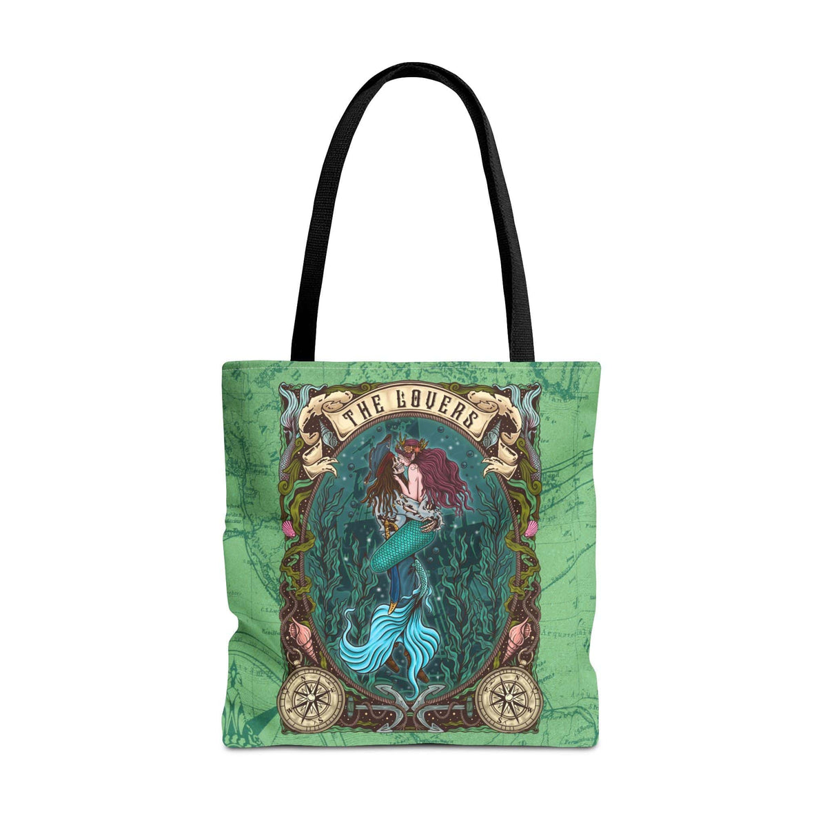 Mountains &amp; Mermaids The Lovers Tote Bag 18&quot; × 18&#39;&#39; / Black 16253949000182249894