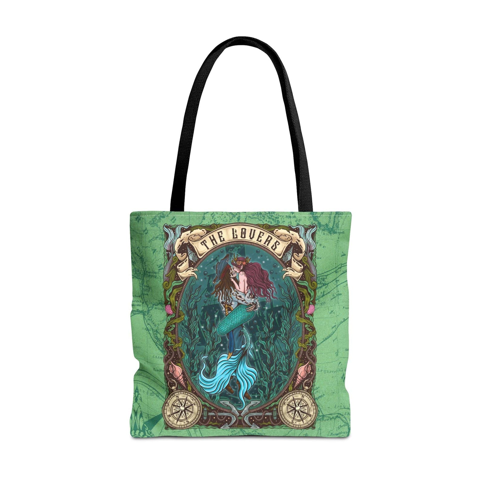 Mountains & Mermaids The Lovers Tote Bag 18" × 18'' / Black 16253949000182249894