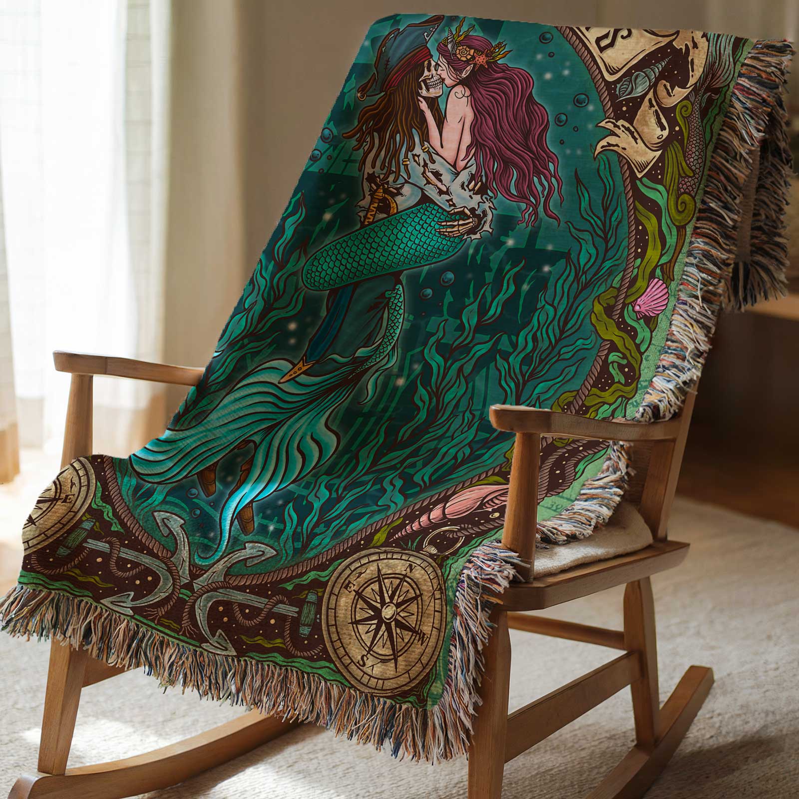 Mountains & Mermaids The Lovers Woven Blanket