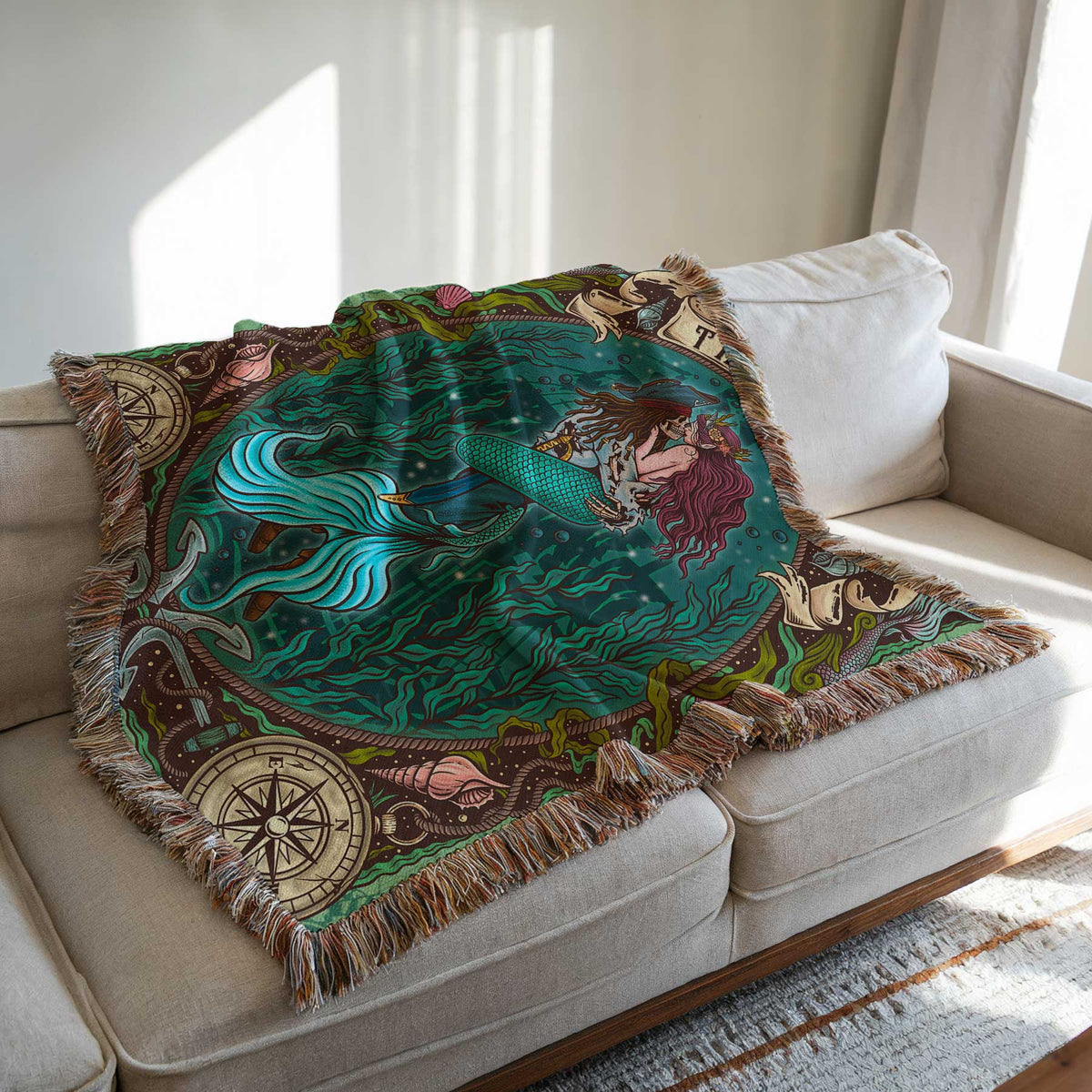 Mountains & Mermaids The Lovers Woven Blanket