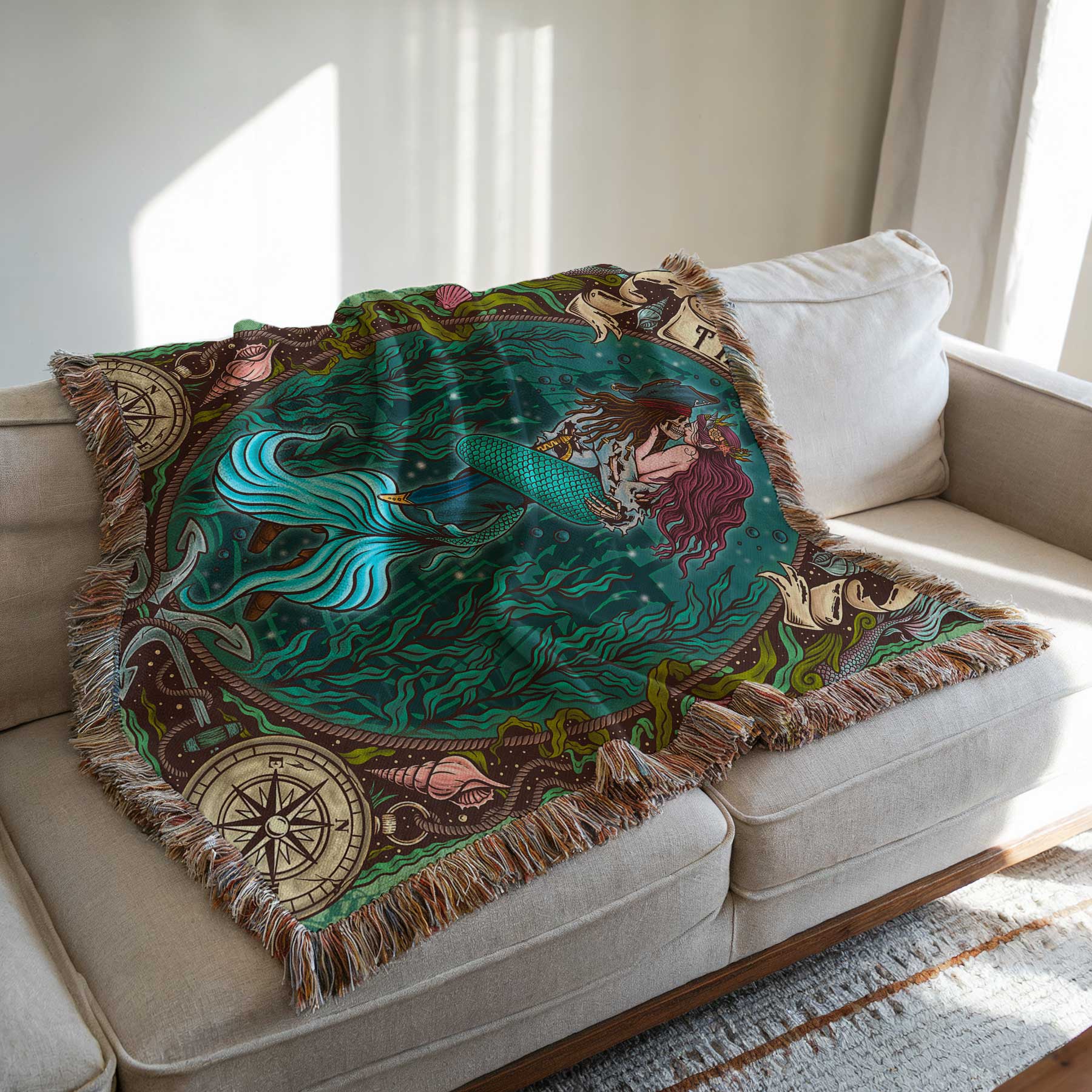 Mountains & Mermaids The Lovers Woven Blanket