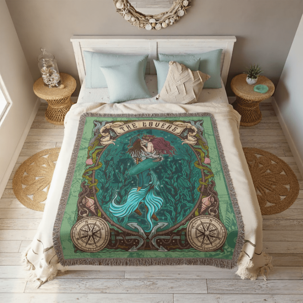 Mountains & Mermaids The Lovers Woven Blanket