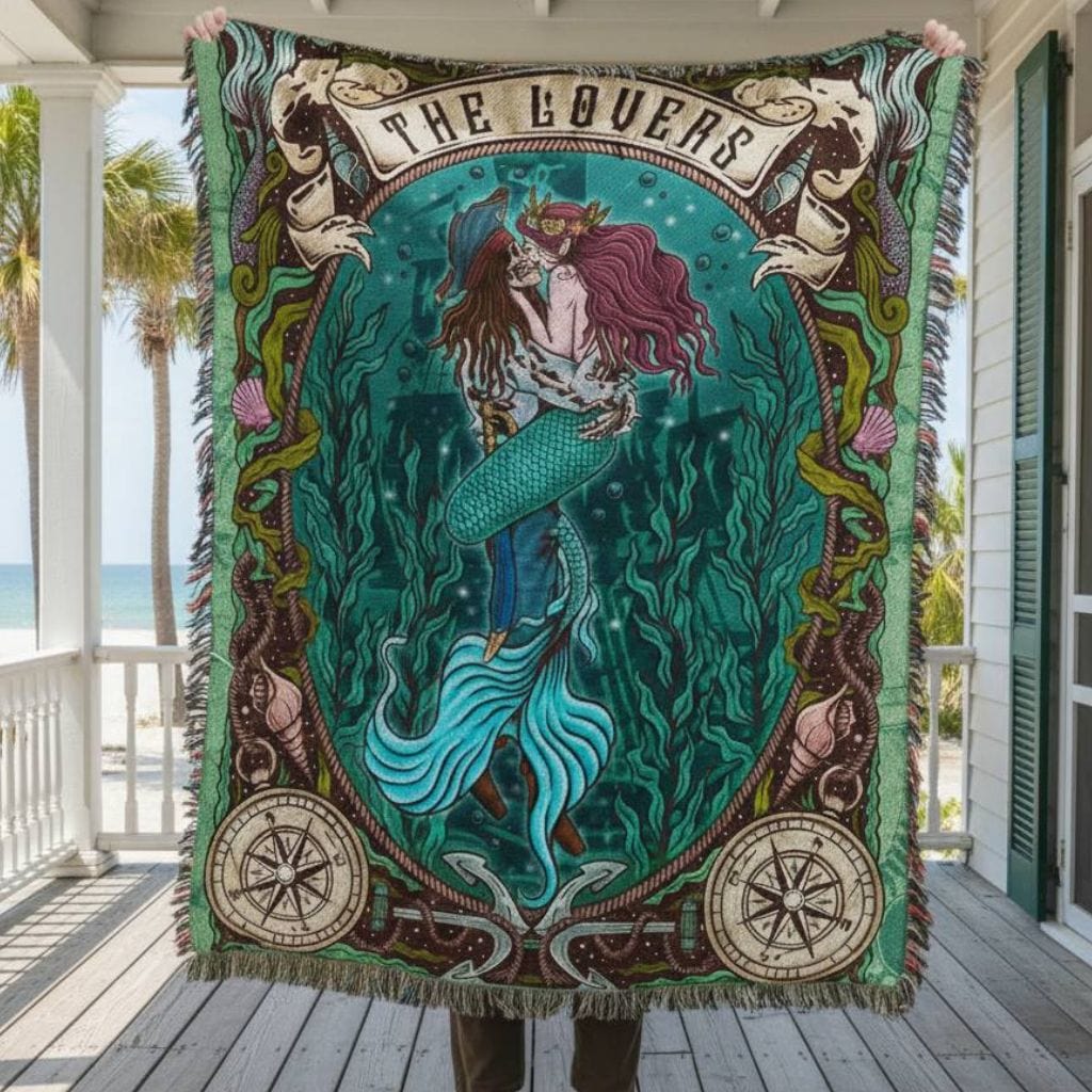 Mountains & Mermaids The Lovers Woven Blanket 52'' × 37'' 41250786391032377836