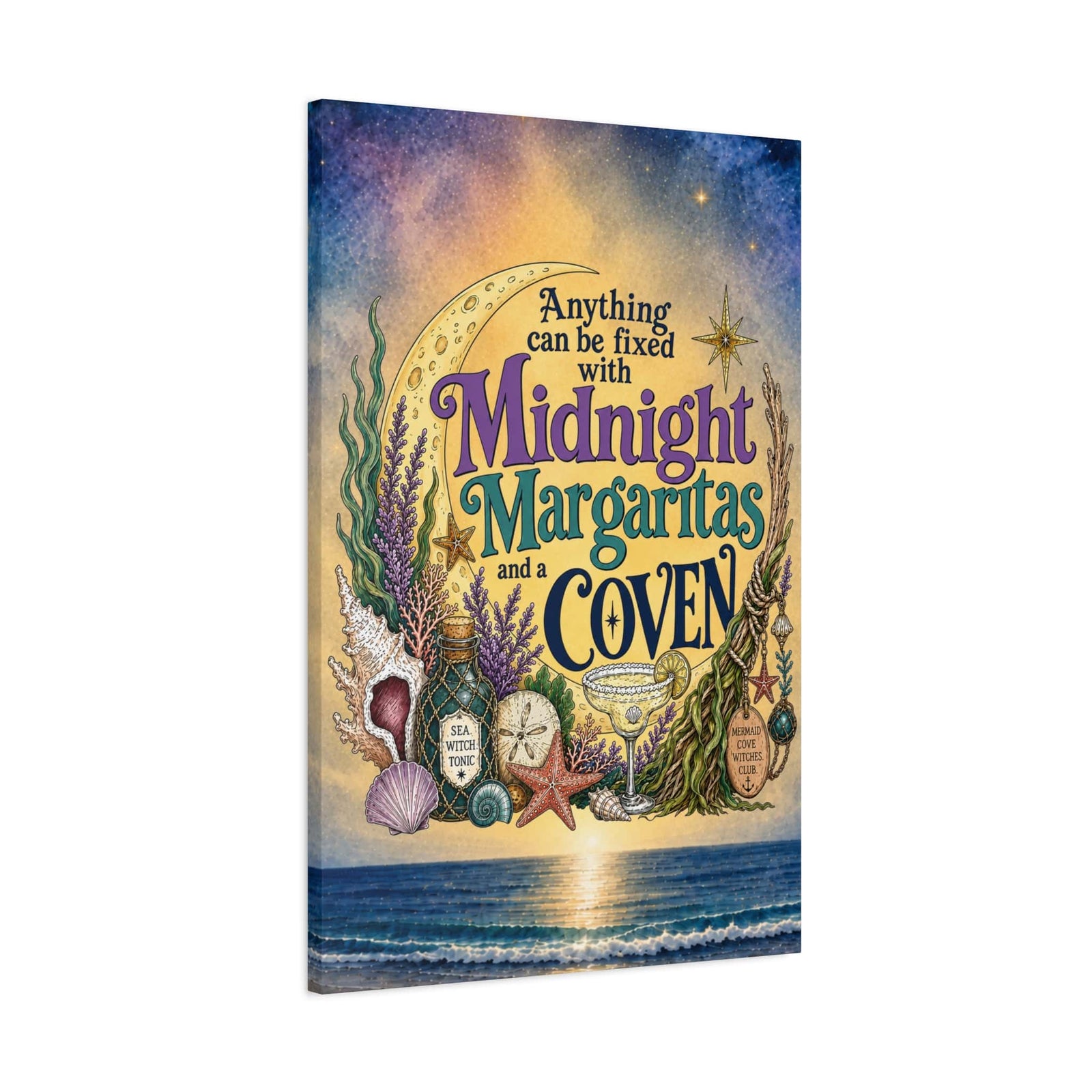 Mountains & Mermaids The Mermaid Coven (Moonlit Ocean) Canvas Wall Art