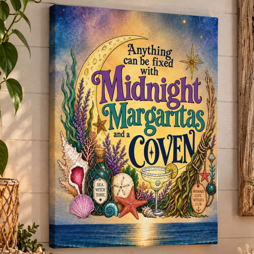 Mountains & Mermaids The Mermaid Coven (Moonlit Ocean) Canvas Wall Art