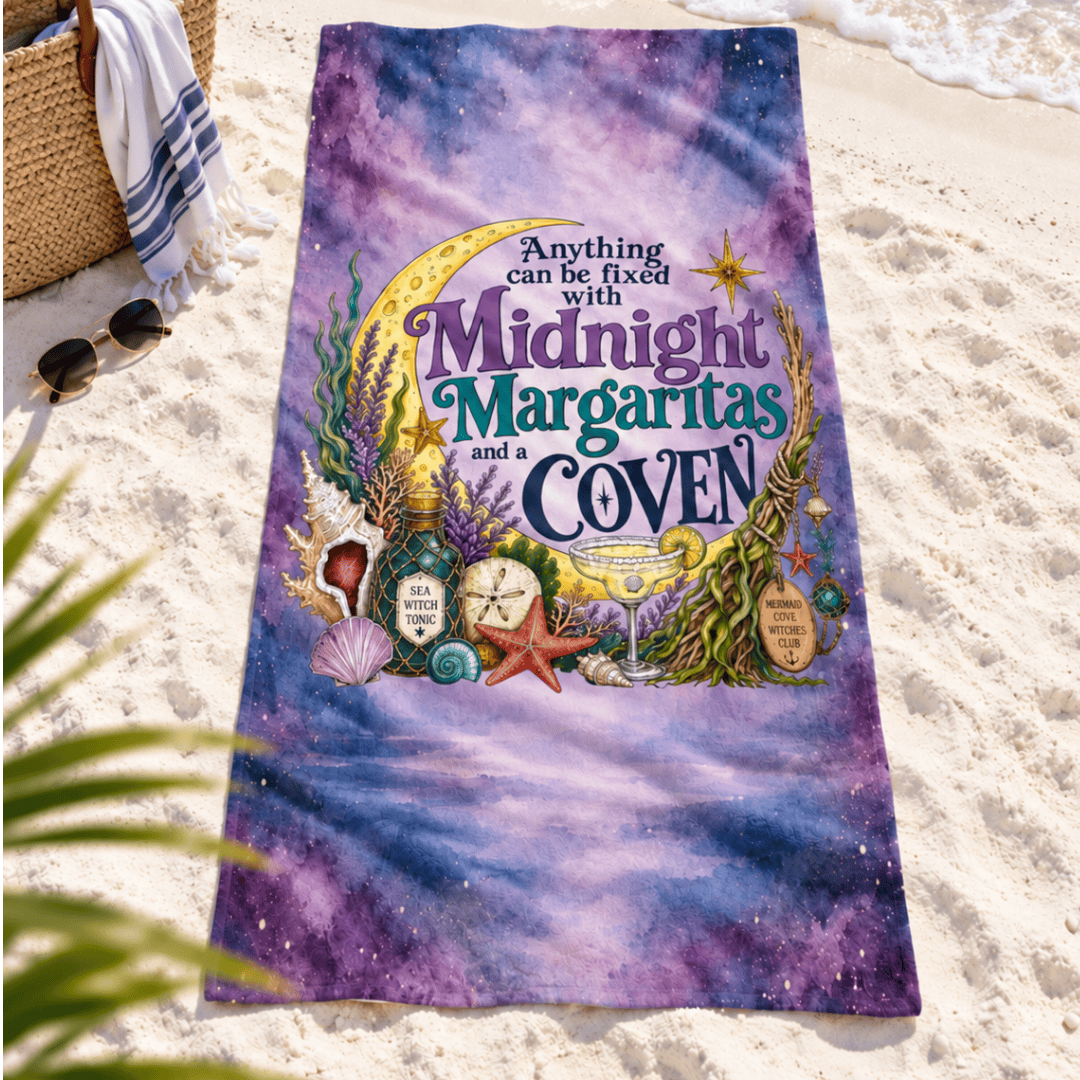 Mountains & Mermaids The Mermaid Coven (Mystic) Beach Towel 36" × 72" 89196721886821175973