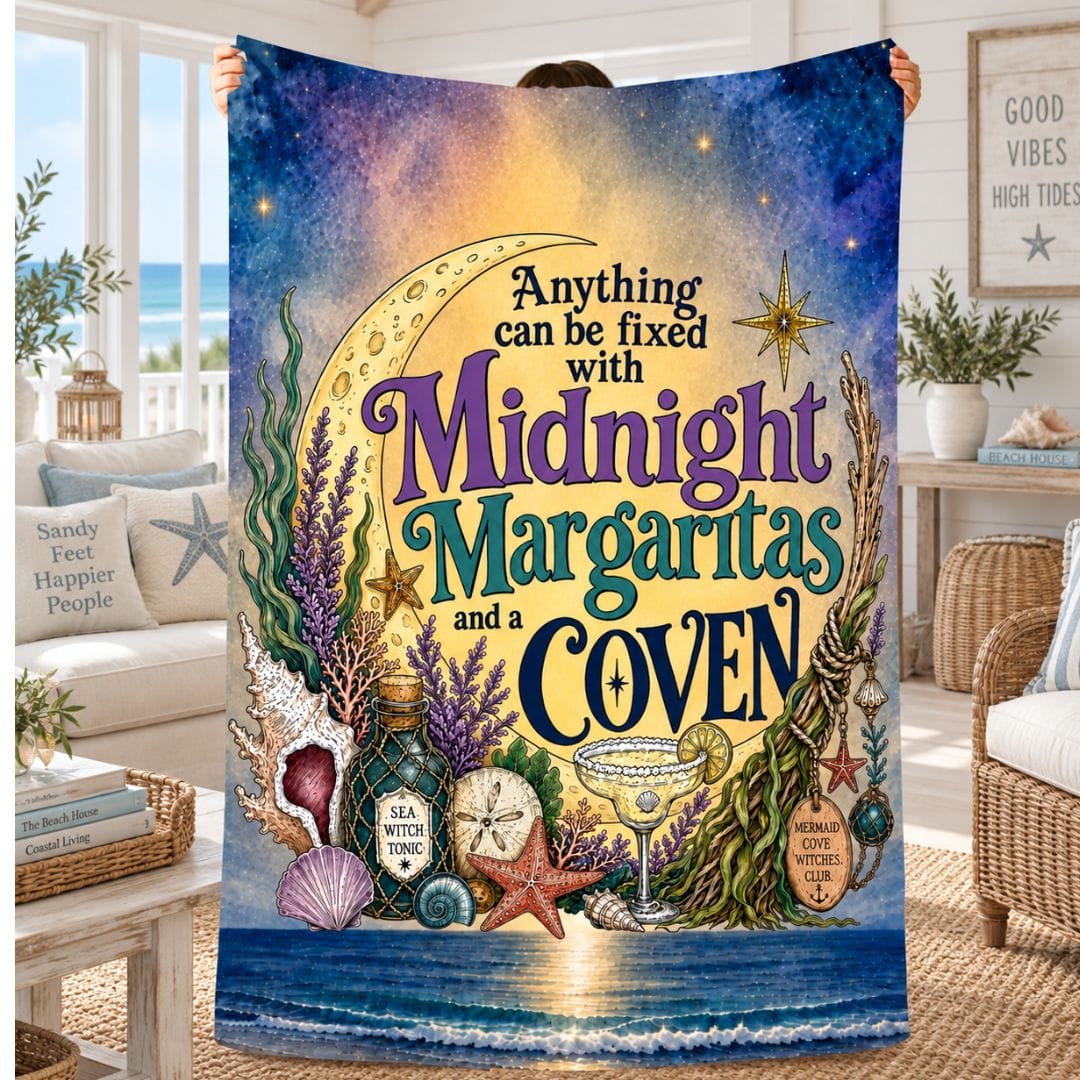 Mountains & Mermaids The Mermaid Coven Plush Blanket (Moonlit Ocean)