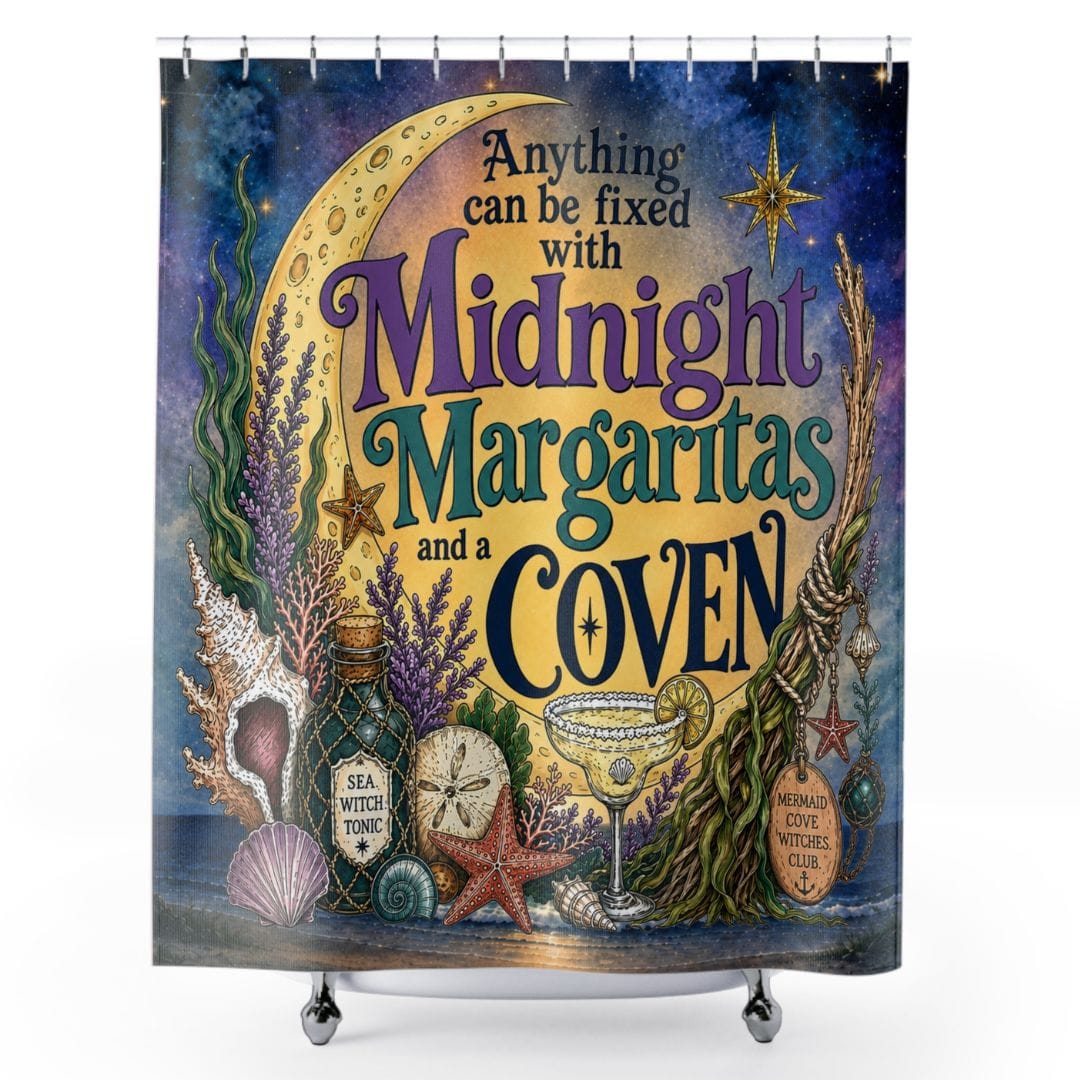Mountains & Mermaids The Mermaid Coven Shower Curtain (Moonlit Ocean) 71" × 74" 33725256411907810947