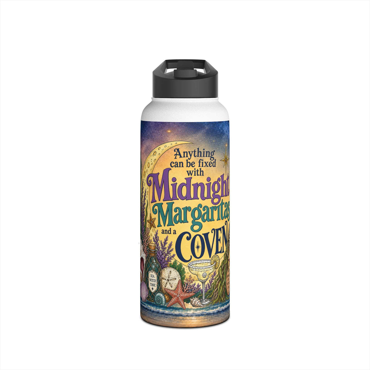 Mountains & Mermaids The Mermaid Coven Water Bottle (Moonlit Ocean) 32oz / White 13638707197315020410