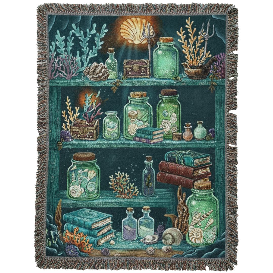 Mountains & Mermaids The Mermaid's Bookshelf Woven Blanket