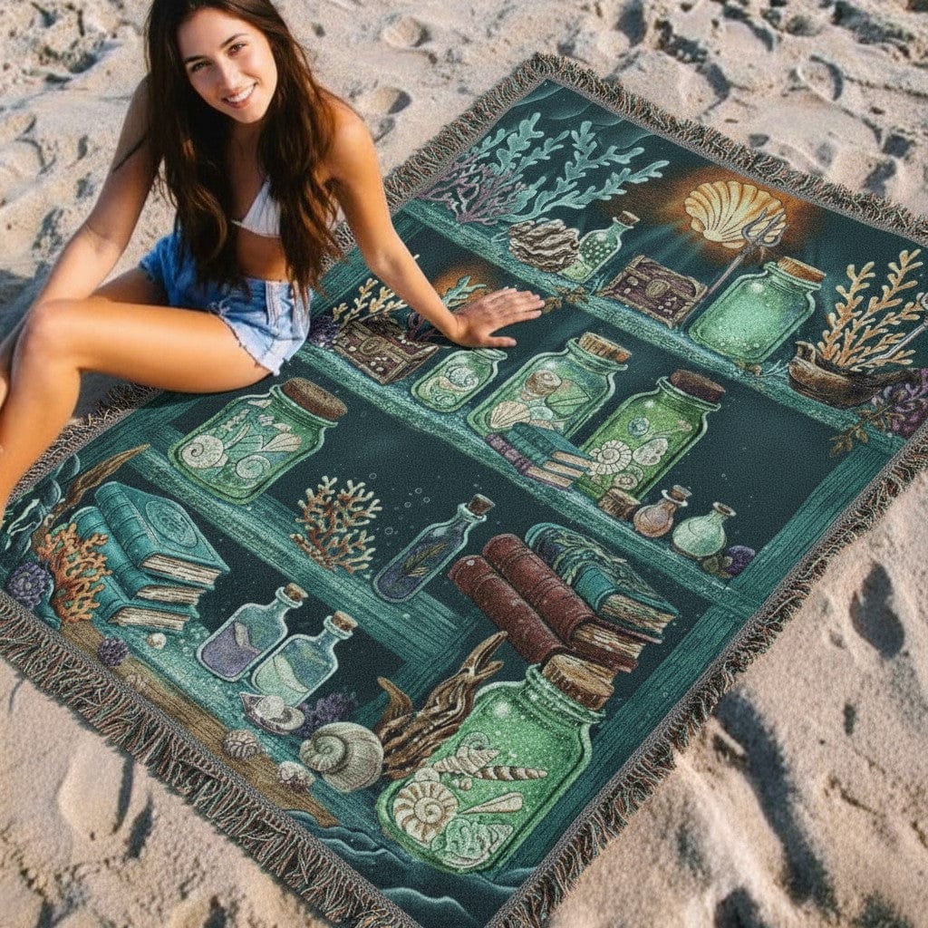 Mountains & Mermaids The Mermaid's Bookshelf Woven Blanket