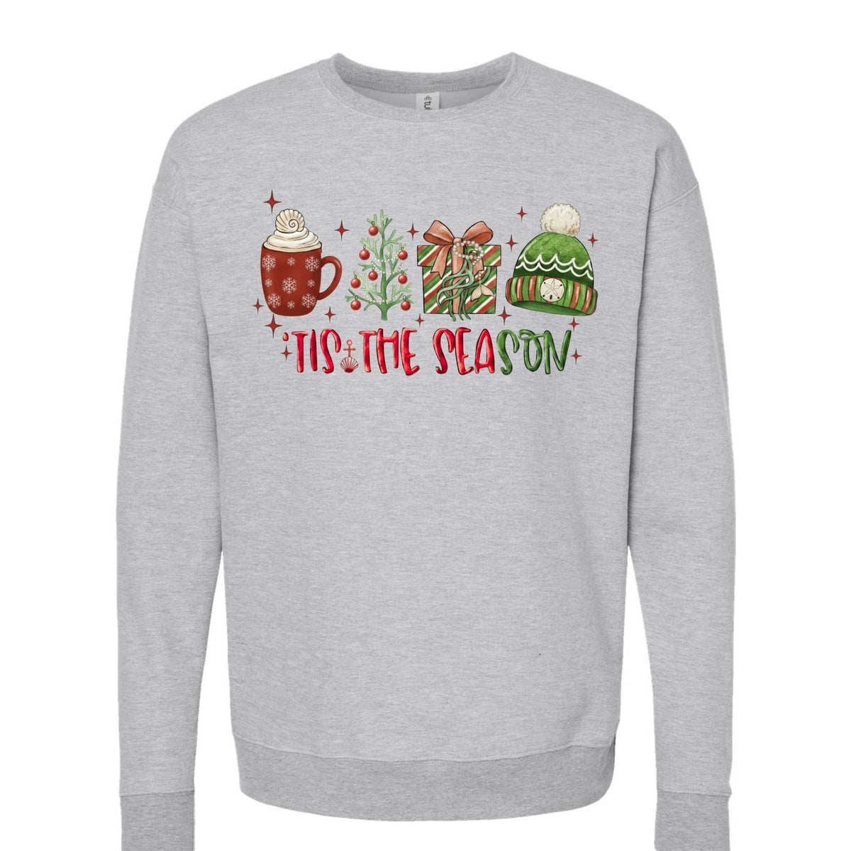 Mountains & Mermaids Tis The Season Crewneck Sweatshirt Small / Gray