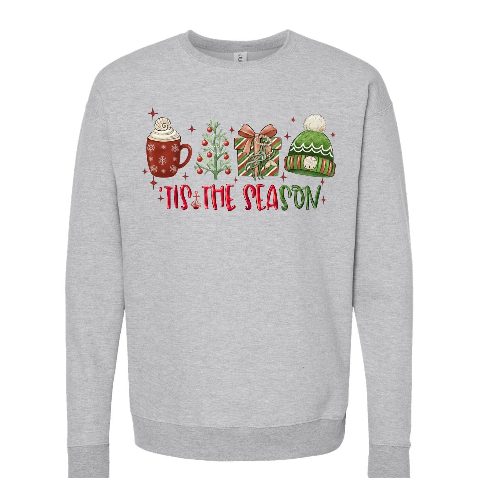 Mountains & Mermaids Tis The Season Crewneck Sweatshirt Small / Gray