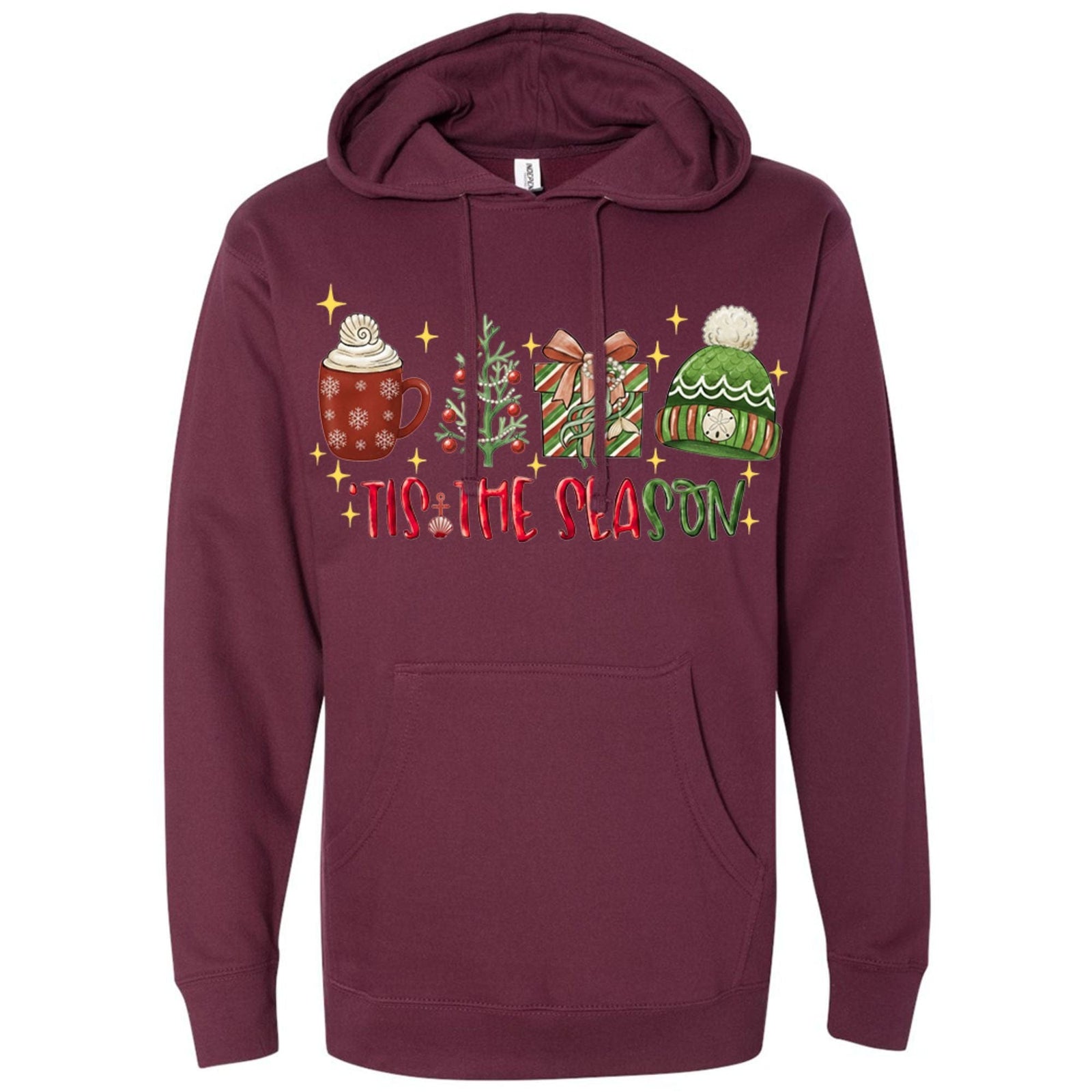 Mountains & Mermaids Tis The Season Pullover Hoodie Small / Maroon