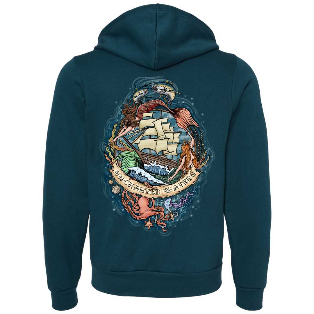 Mountains & Mermaids Uncharted Waters Fleece Zip Hoodie (Atlantic) Small MM3795