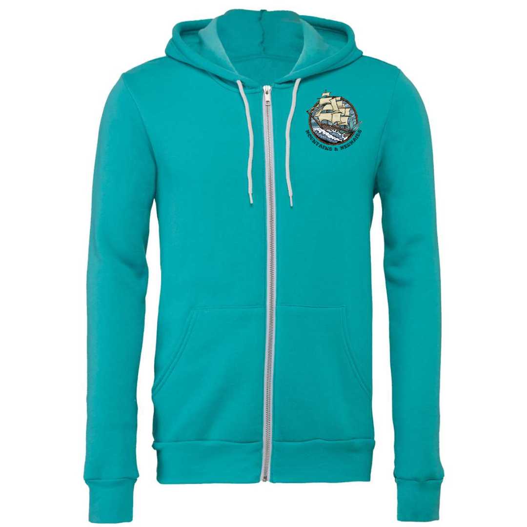 Mountains & Mermaids Uncharted Waters Fleece Zip Hoodie (Teal) Small MM3789