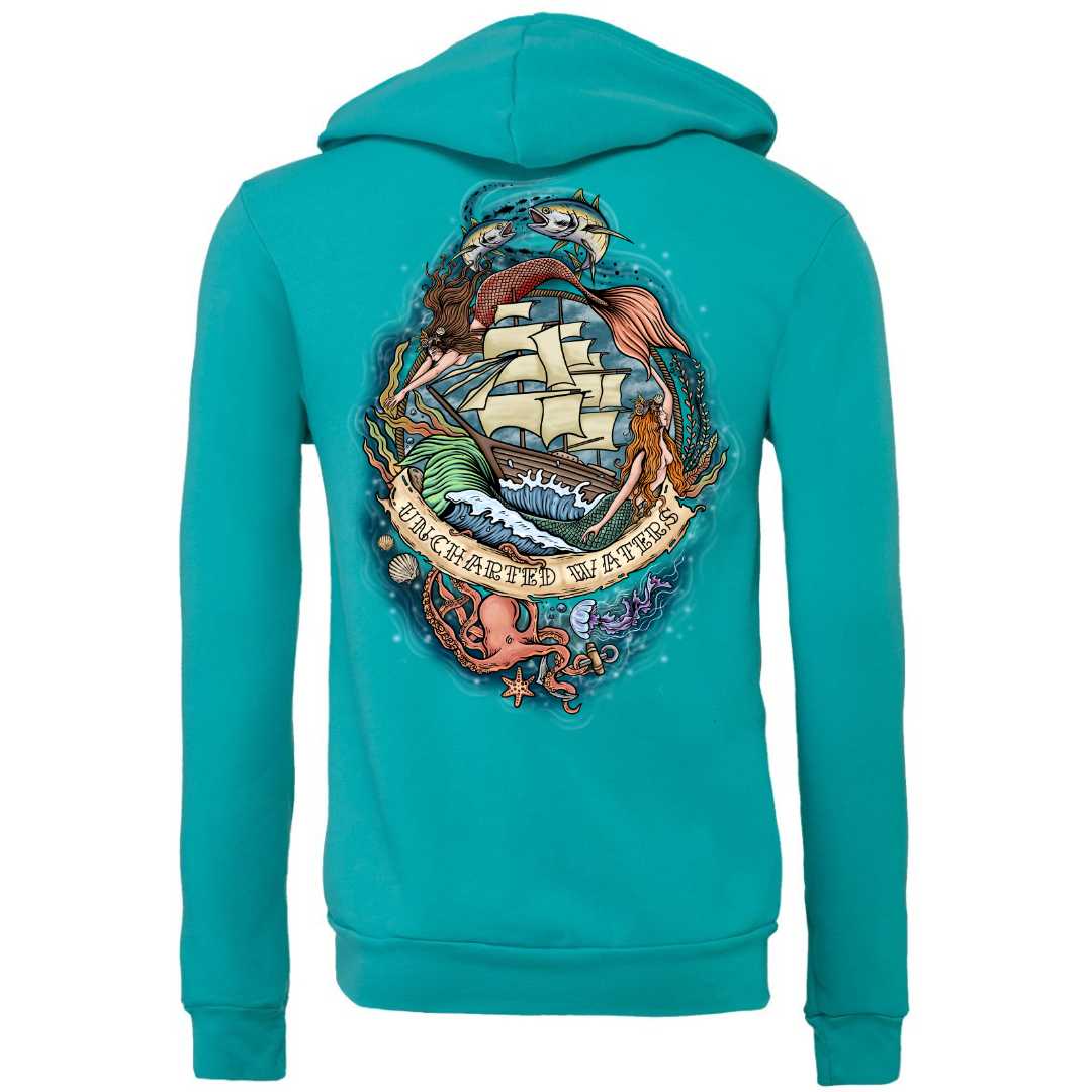 Mountains & Mermaids Uncharted Waters Fleece Zip Hoodie (Teal) Small MM3789