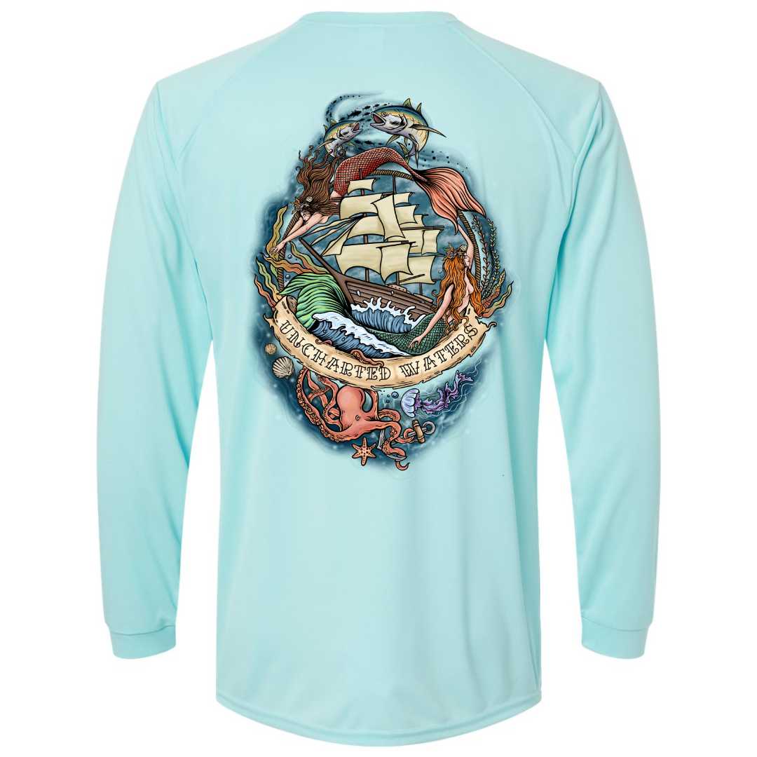 Mountains & Mermaids Uncharted Waters Performance Sun Shirt (Aqua) Small MM3837