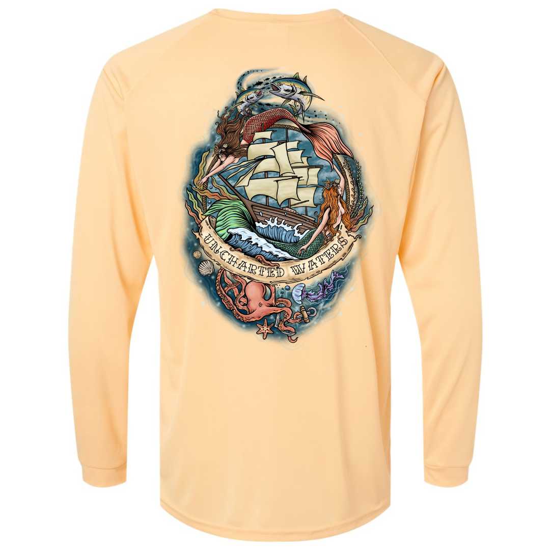 Mountains & Mermaids Uncharted Waters Performance Sun Shirt (Peach) Small MM3831