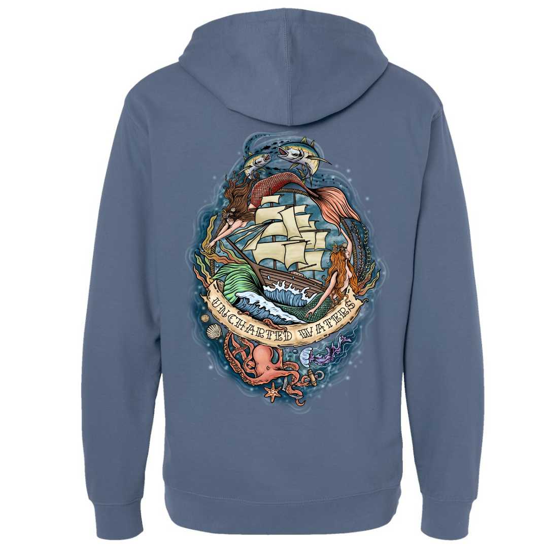 Mountains &amp; Mermaids Uncharted Waters Pullover Hoodie (Storm) Small MM3819