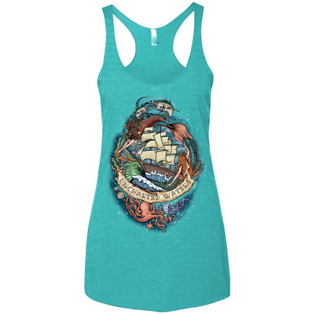 Mountains &amp; Mermaids Uncharted Waters Racerback Tank (Tahiti) Small MM3879