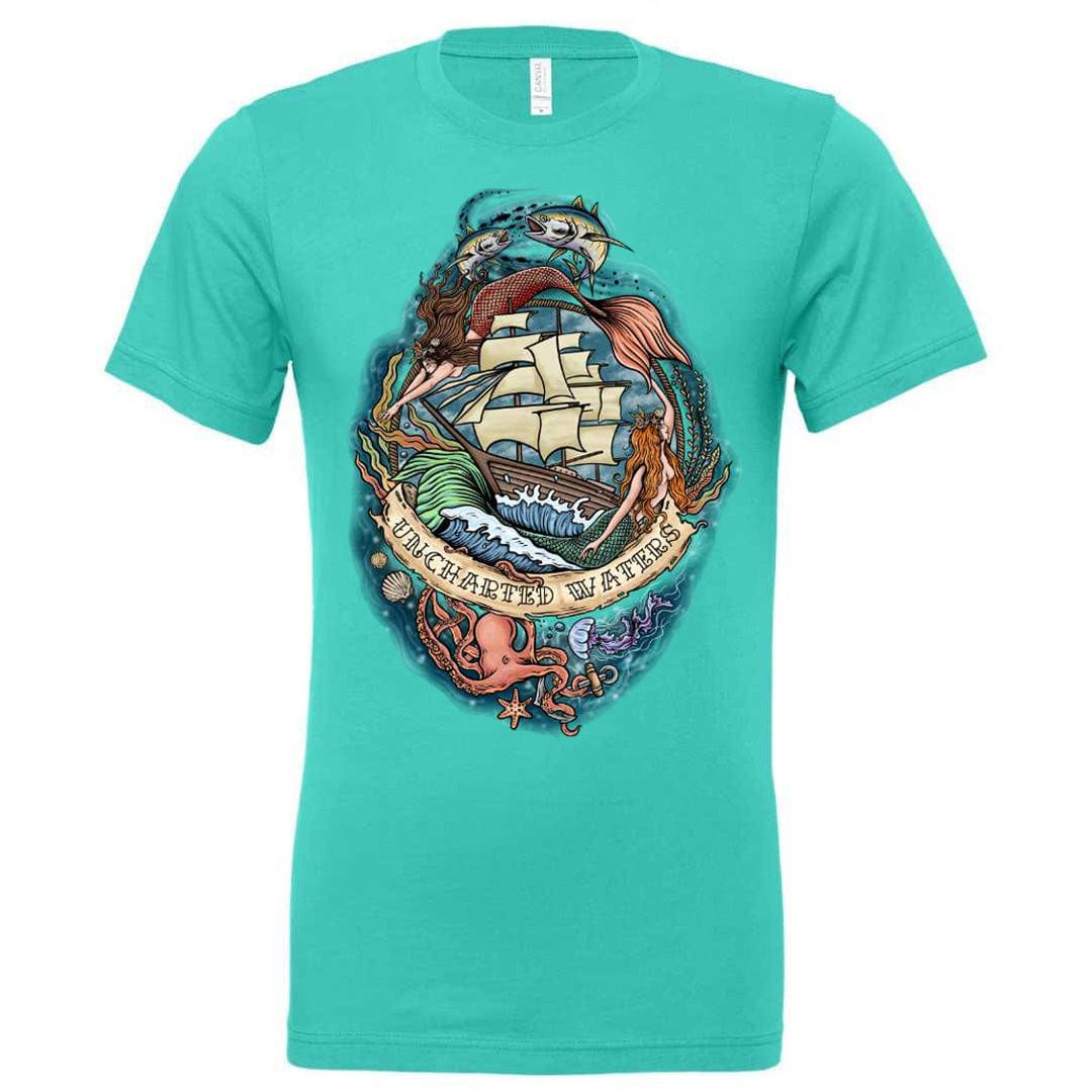 Mountains & Mermaids Uncharted Waters Short Sleeve T-Shirt (Teal) Small MM3861