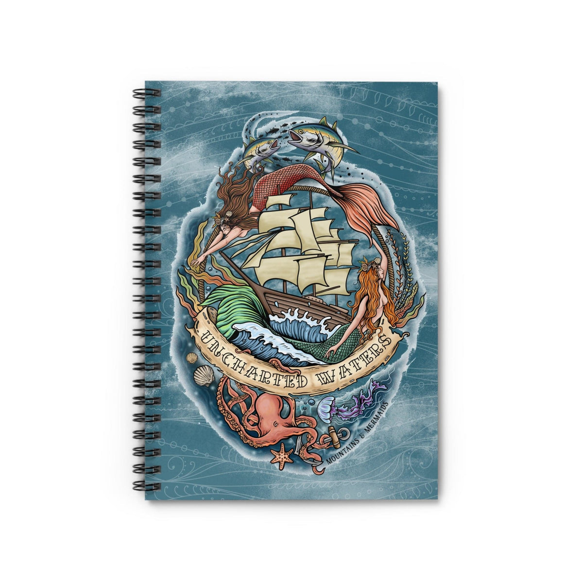 Mountains & Mermaids Uncharted Waters Spiral Notebook - Ruled Line One Size 14935781502512688318