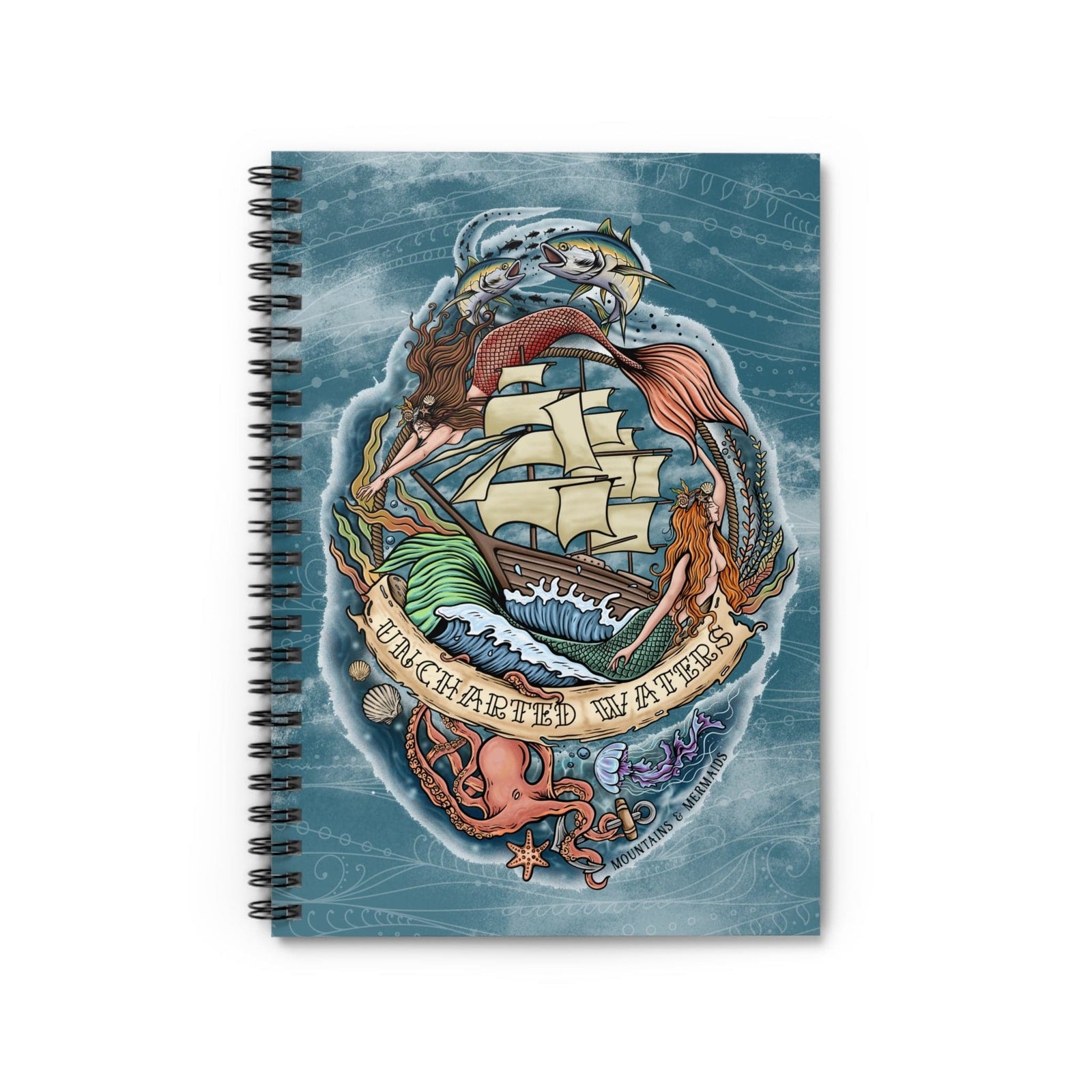 Mountains & Mermaids Uncharted Waters Spiral Notebook - Ruled Line One Size 14935781502512688318