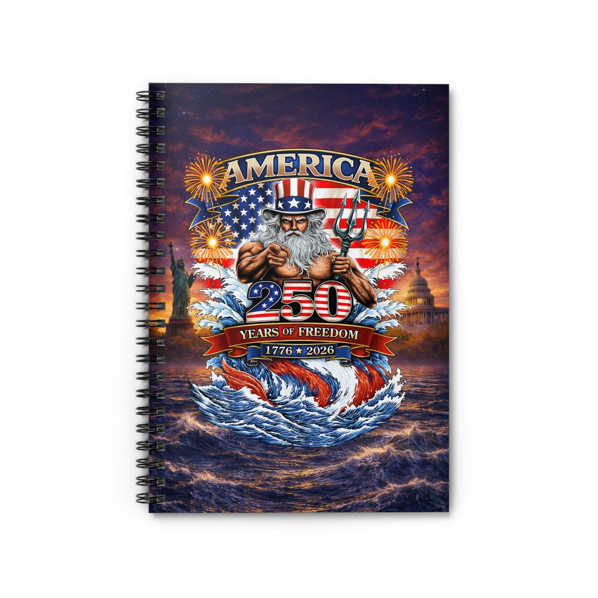 Mountains & Mermaids Uncle Poseidon 250 Years of Freedom Spiral Notebook One Size 32666131102343860847