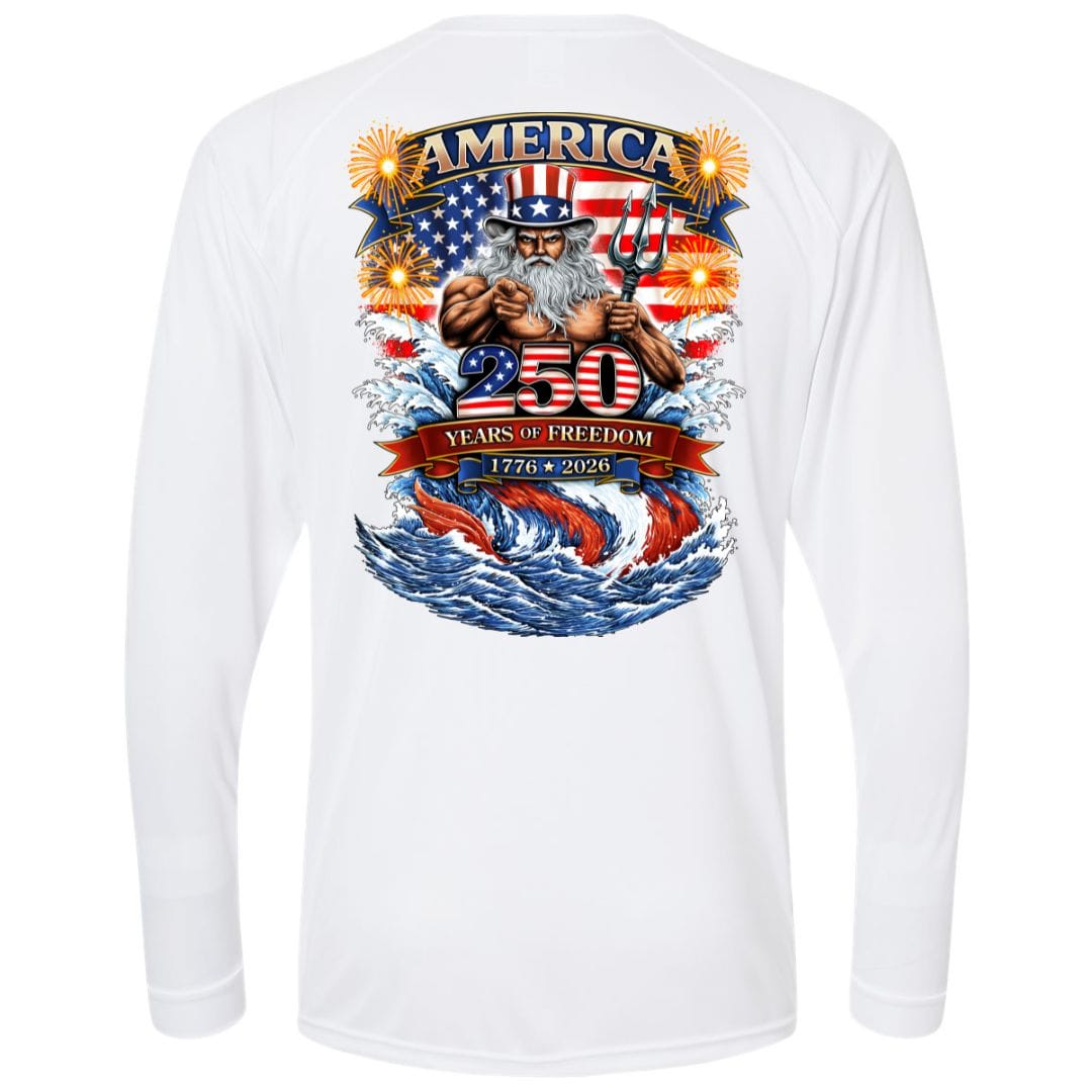 Mountains & Mermaids Uncle Poseidon (America 250) Performance Sun Shirt Small / White