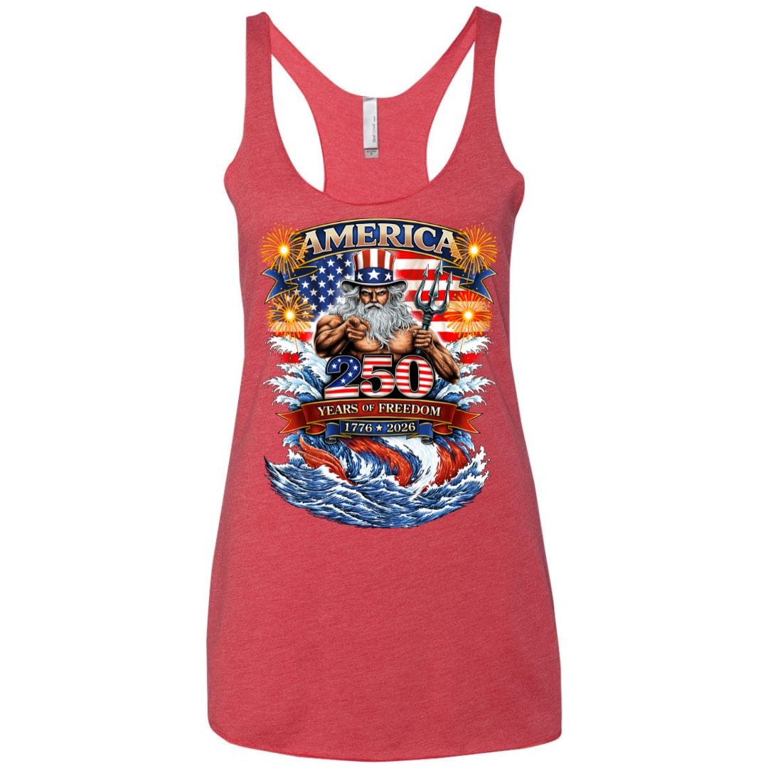 Mountains & Mermaids Uncle Poseidon (America 250) Racerback Tank Small / Vintage Red