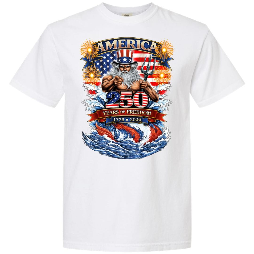 Mountains & Mermaids Uncle Poseidon (America 250) Short Sleeve T-Shirt Small / White