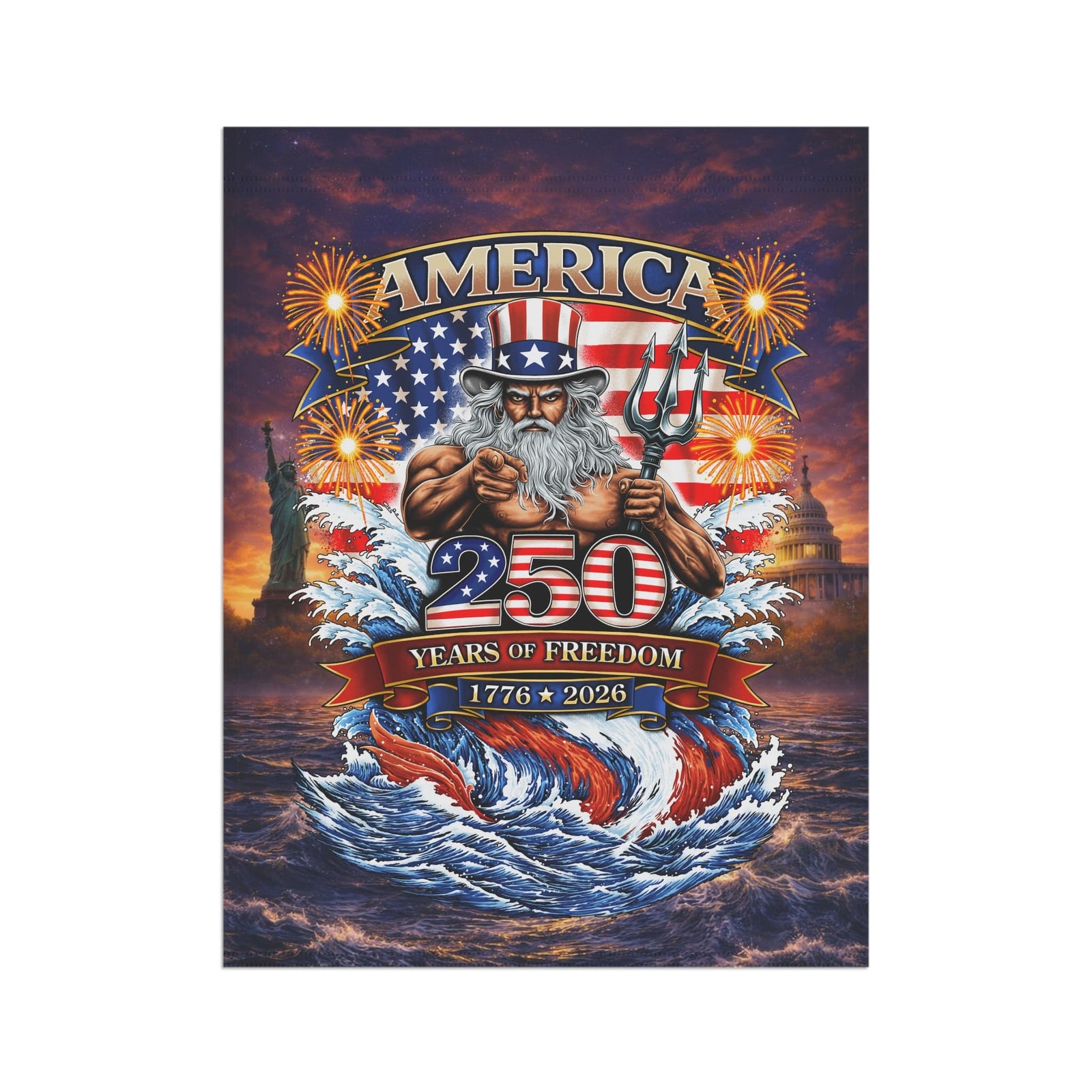 Mountains & Mermaids Uncle Poseidon America 250 Years of Freedom House Flag 24.5'' × 32'' 19554774495961223688