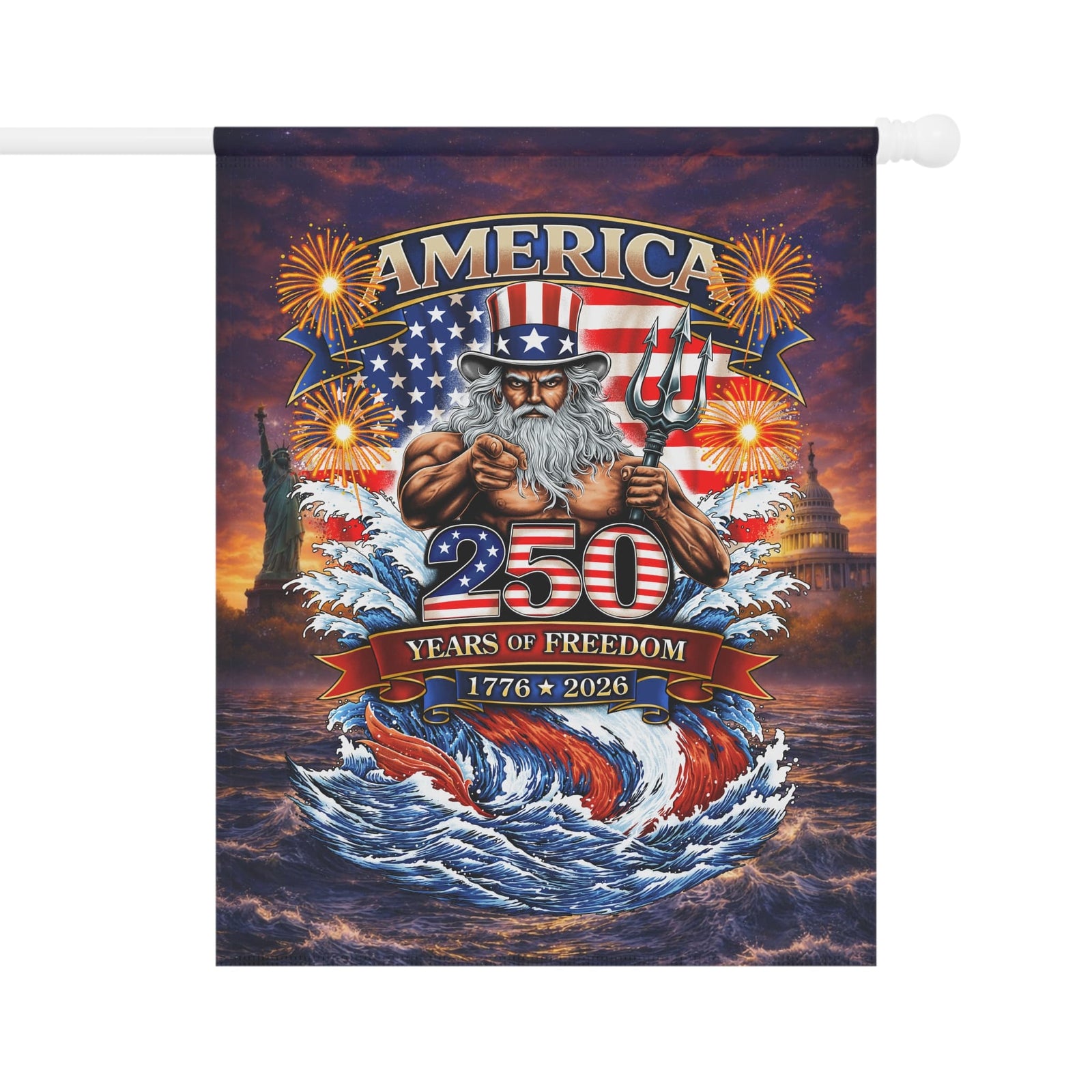 Mountains & Mermaids Uncle Poseidon America 250 Years of Freedom House Flag 24.5'' × 32'' 19554774495961223688
