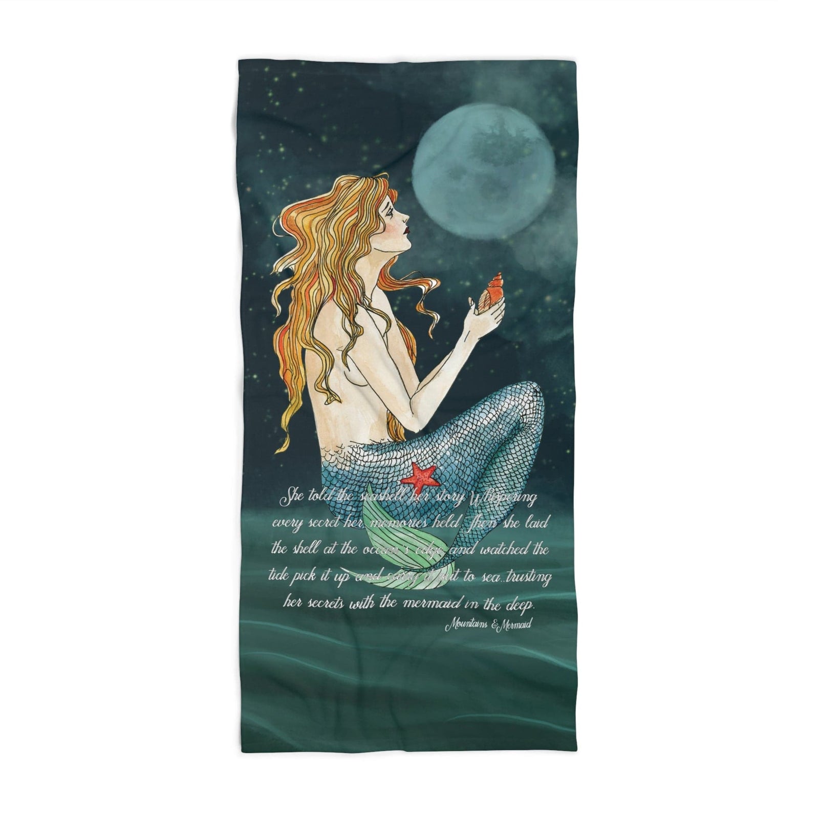 Mountains & Mermaids Vintage Mermaid Beach Towel 36" × 72" 90395005988013094622