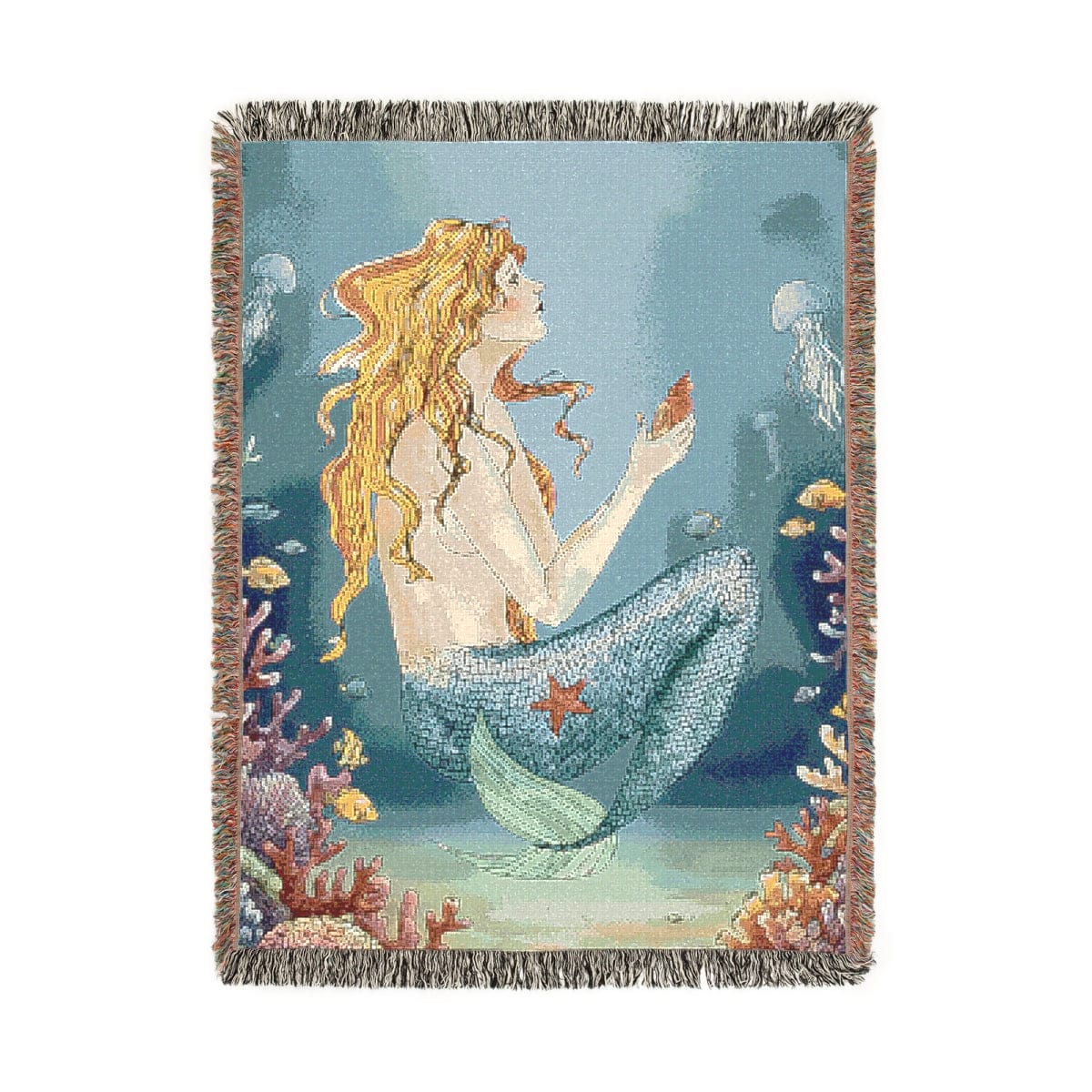 Mountains & Mermaids Vintage Mermaid Woven Blanket