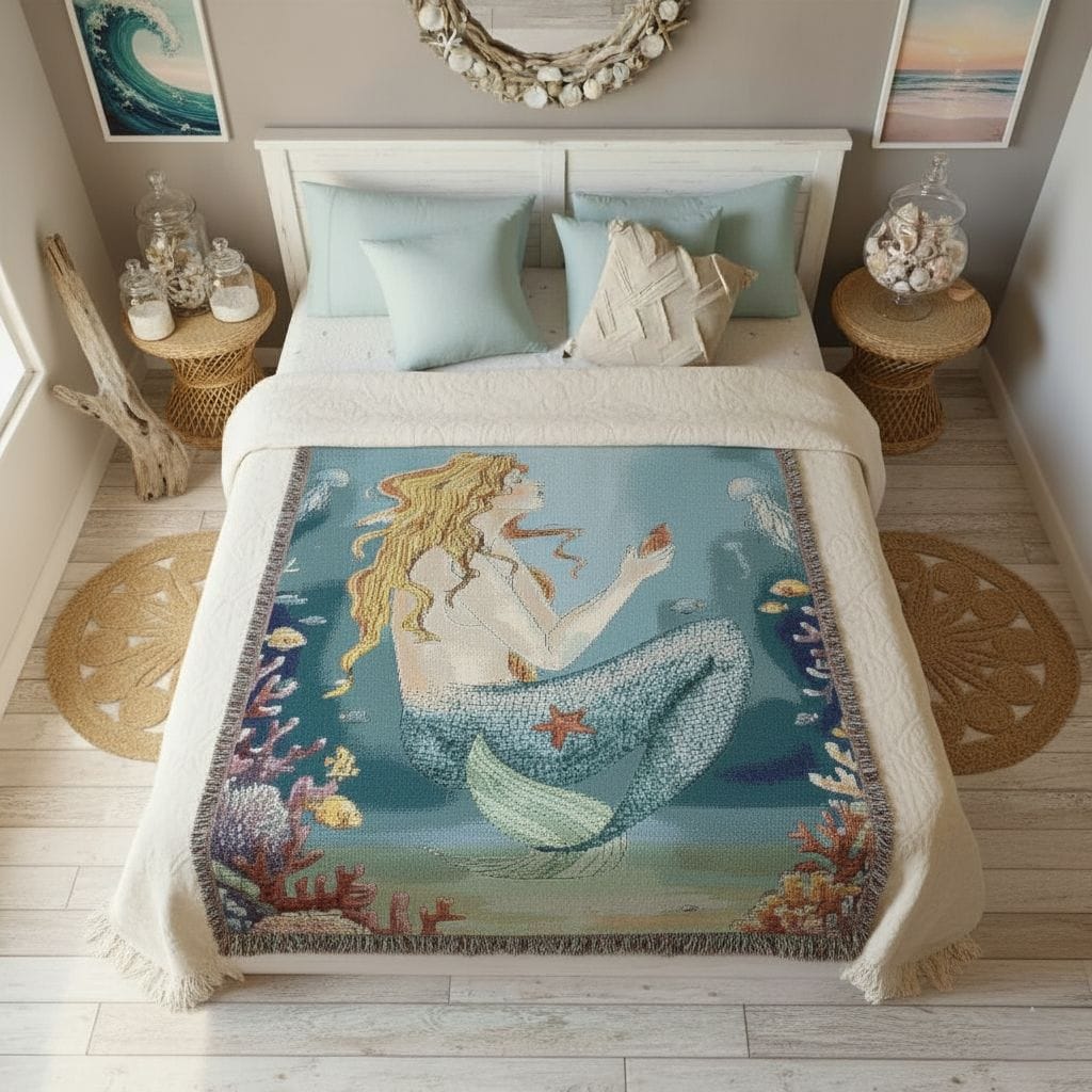 Mountains & Mermaids Vintage Mermaid Woven Blanket 52'' × 37'' 18437306230406648989