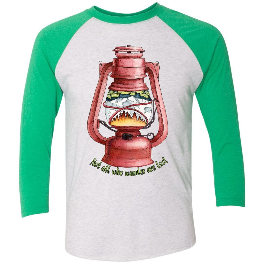 Mountains & Mermaids Wander Lantern Baseball T-Shirt Small