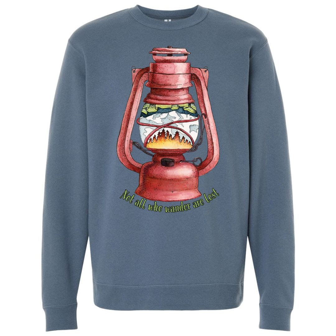 Mountains &amp; Mermaids Wander Lantern Crewneck Sweatshirt Small / Storm