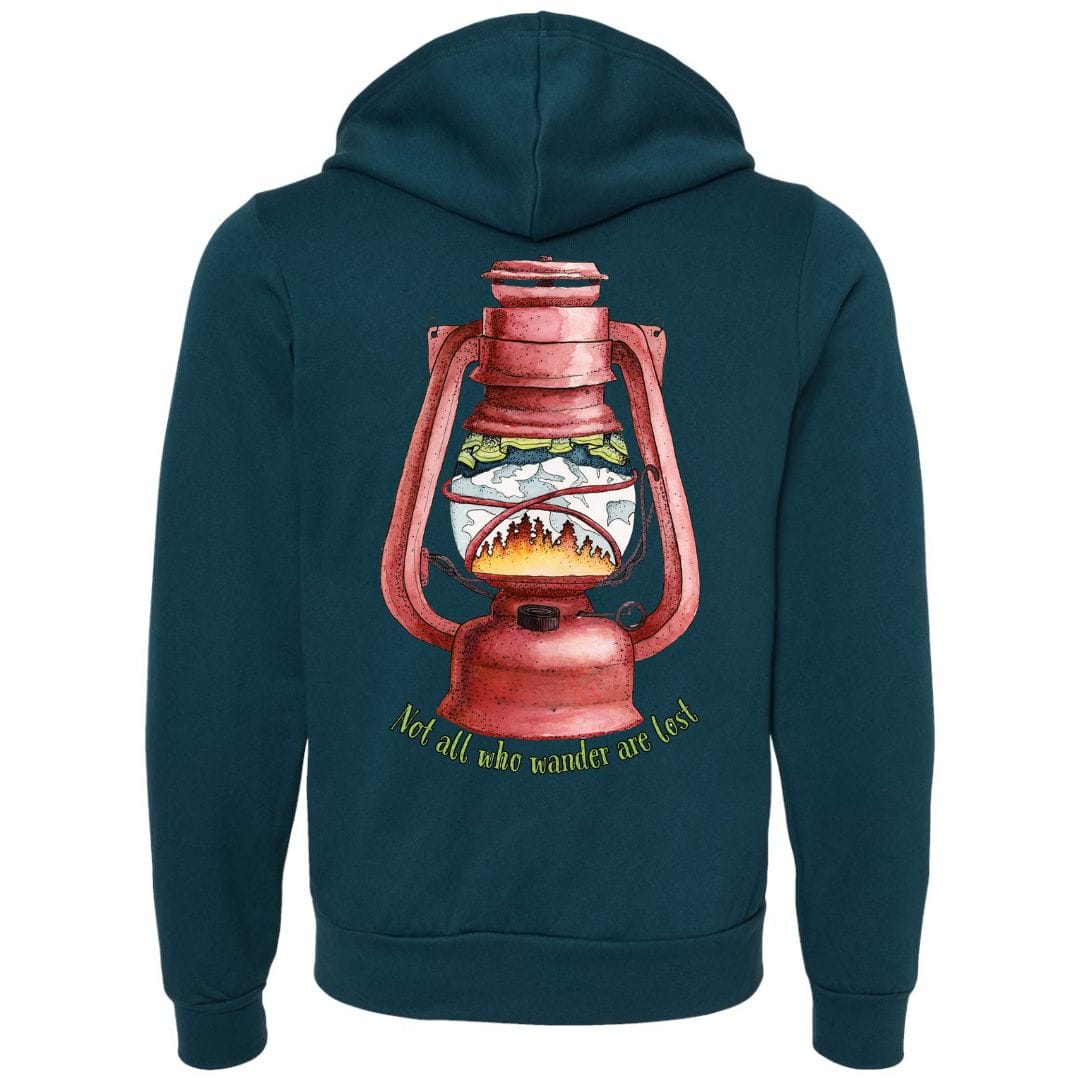 Mountains &amp; Mermaids Wander Lantern Full Zip Fleece Hoodie Small / Atlantic