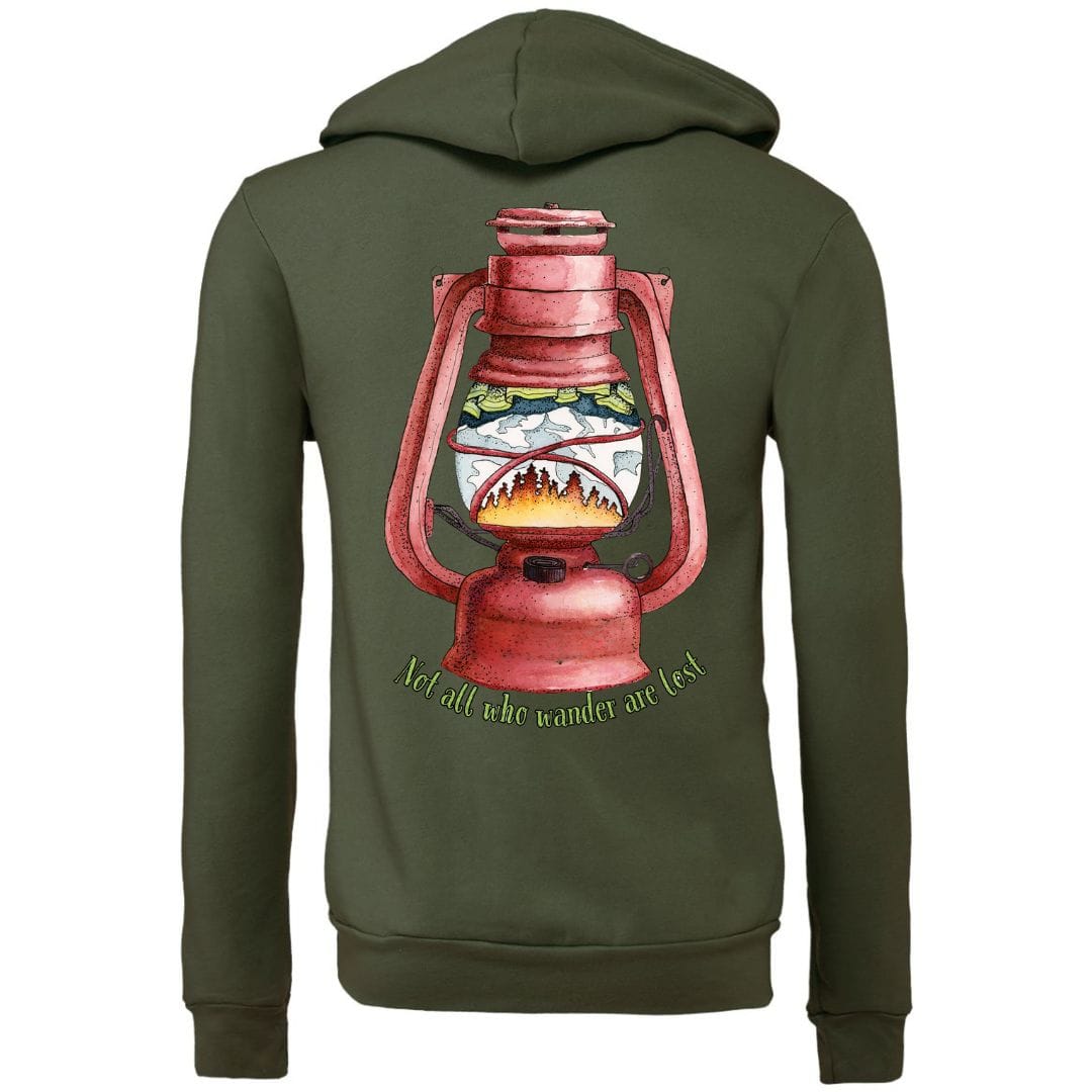 Mountains & Mermaids Wander Lantern Full Zip Fleece Hoodie Small / Military Green