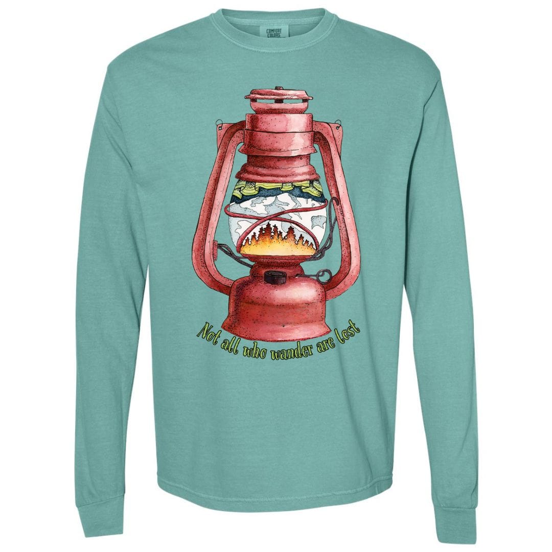 Mountains & Mermaids Wander Lantern Long Sleeve T-Shirt Small / Seafoam