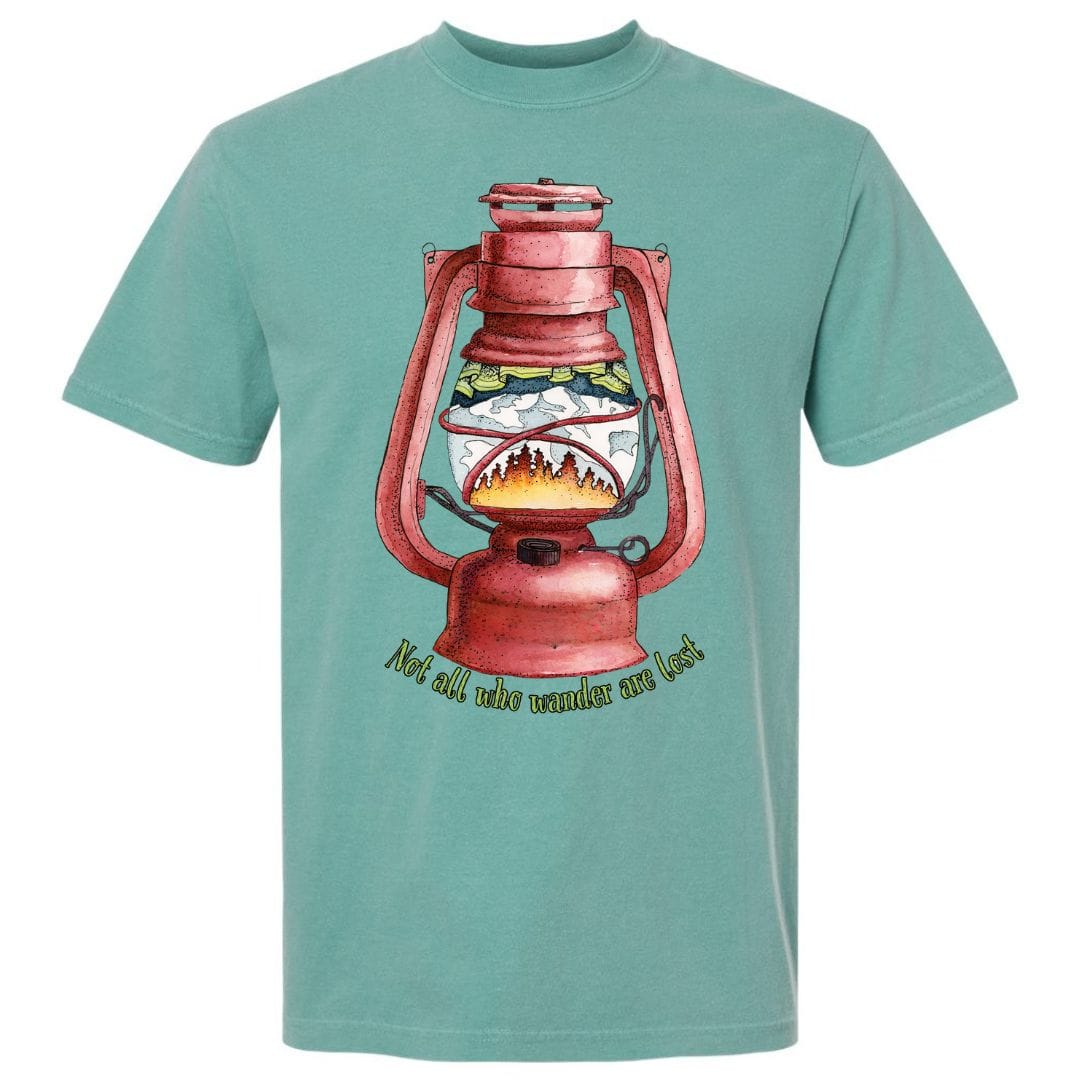 Mountains & Mermaids Wander Lantern T-Shirt Small / Seafoam