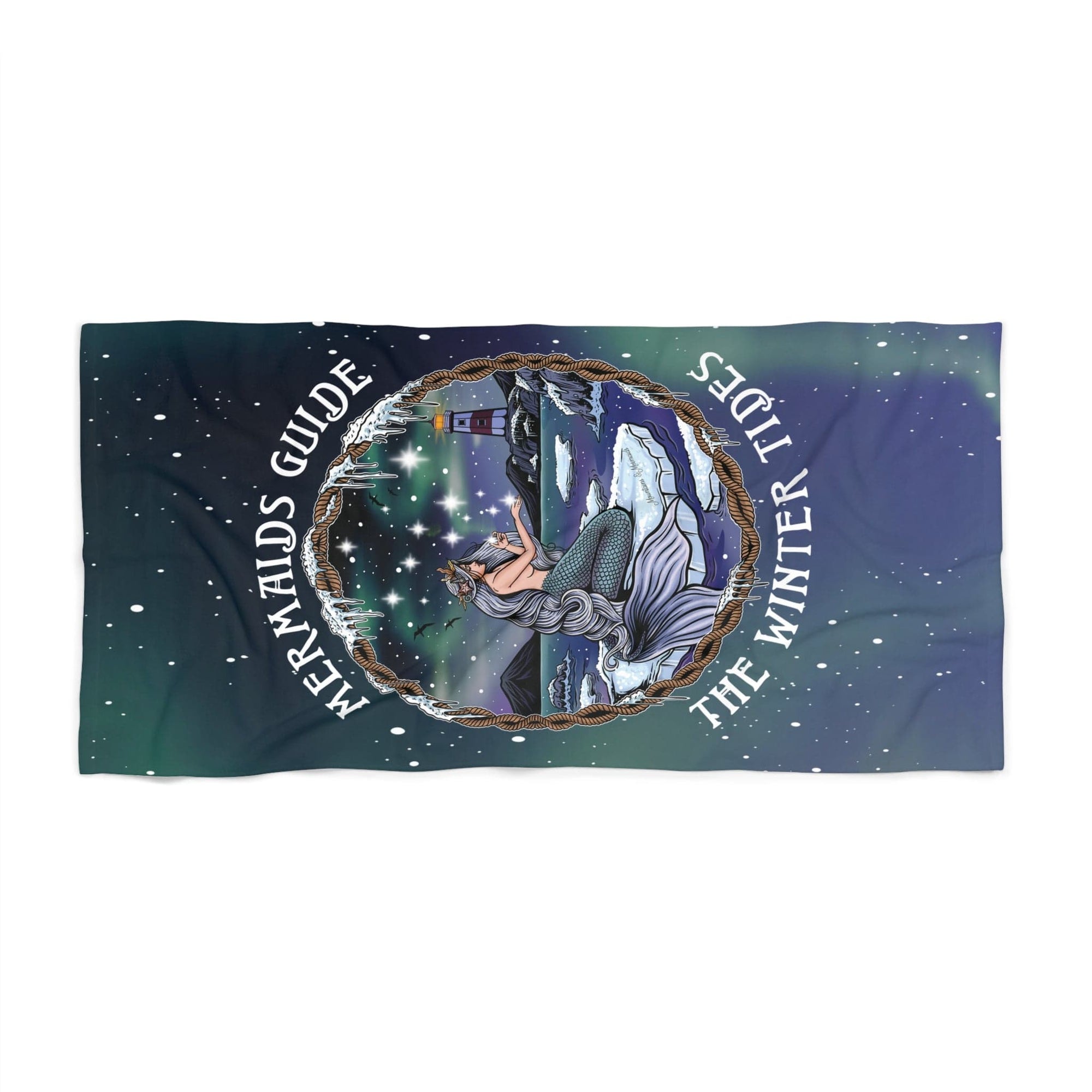Mountains & Mermaids Winter Tides Beach Towel 36" × 72" 19452075820986178095