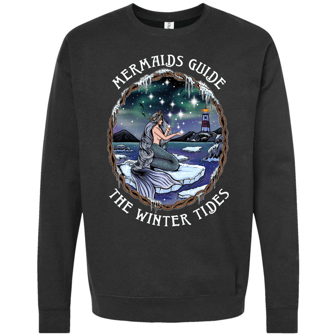 Mountains &amp; Mermaids Winter Tides Crewneck Sweatshirt (Black) Small MM4088
