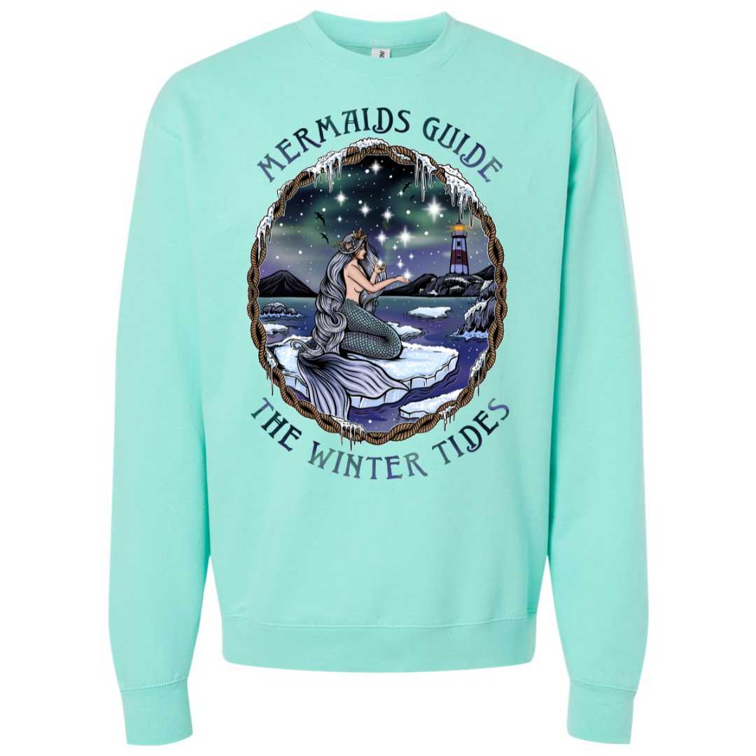 Mountains &amp; Mermaids Winter Tides Crewneck Sweatshirt (Mint) Small MM3641