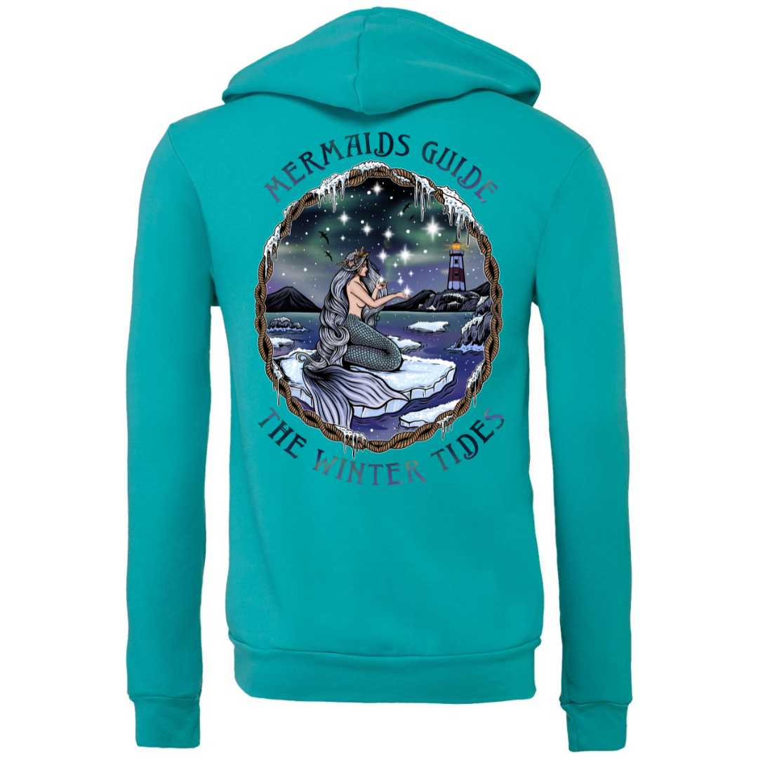 Mountains & Mermaids Winter Tides Fleece Zip-Up Hoodie (Teal) Small MM3653