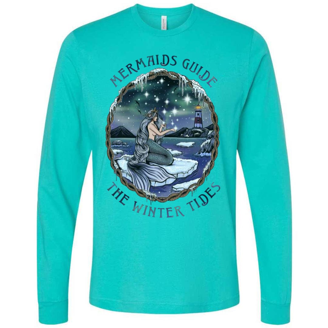 Mountains &amp; Mermaids Winter Tides Long Sleeve T-Shirt (Teal) Small MM1642